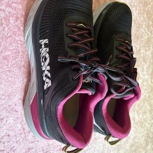 Hoka Black and Pink Athletic Shoes with Modern Design